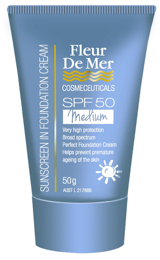 Fleur De Mer Sunscreen in Foundation Cream SPF50 - Tinted Medium