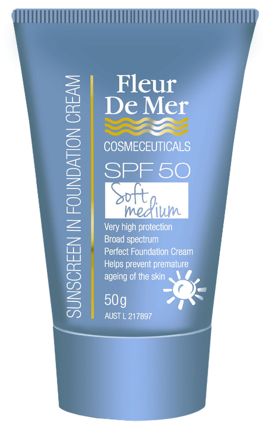 Fleur De Mer Sunscreen in Foundation SPF50  -  Tinted Soft Medium